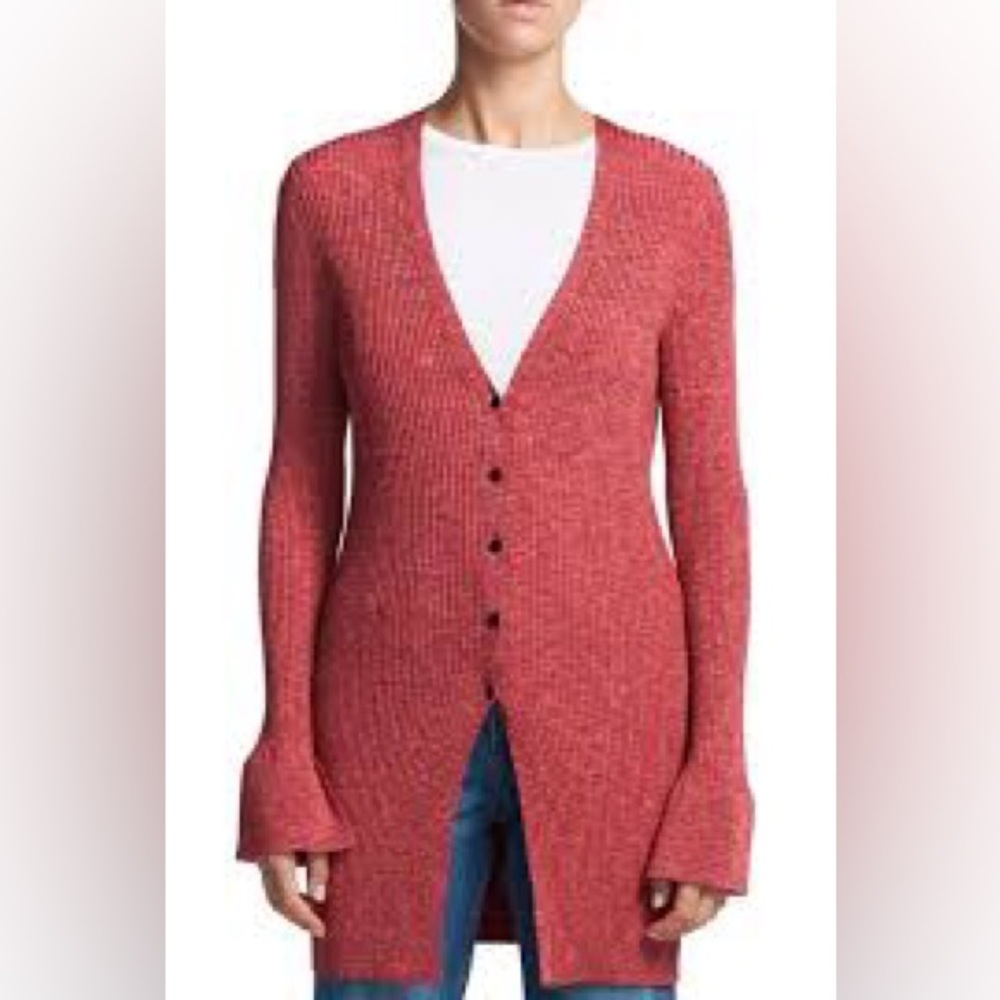 Theory Red Button-Up Cardigan